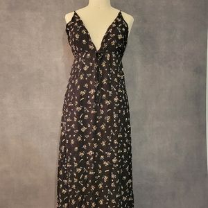 Peach Love - black floral maxi dress